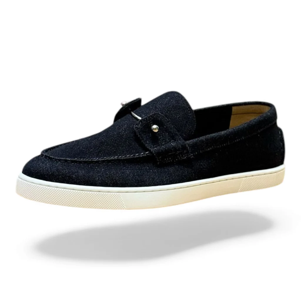 CHRISTIAN LOUBOUTIN chambeliboat boat shoe reversed calf leather black