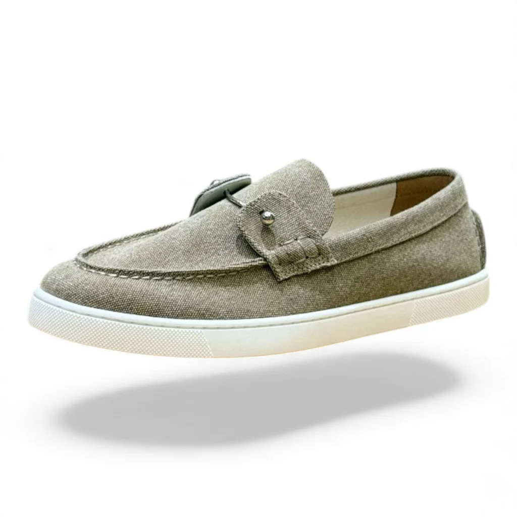 CHRISTIAN LOUBOUTIN chambeliboat boat shoe reversed calf leather green