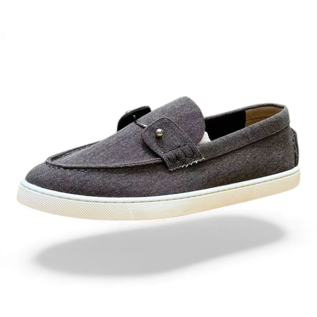 CHRISTIAN LOUBOUTIN chambeliboat boat shoe reversed calf leather dark gray