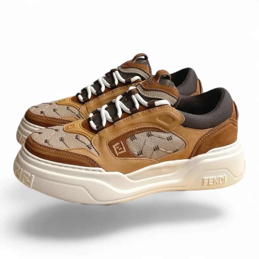 FENDI match sneakers brown and beige