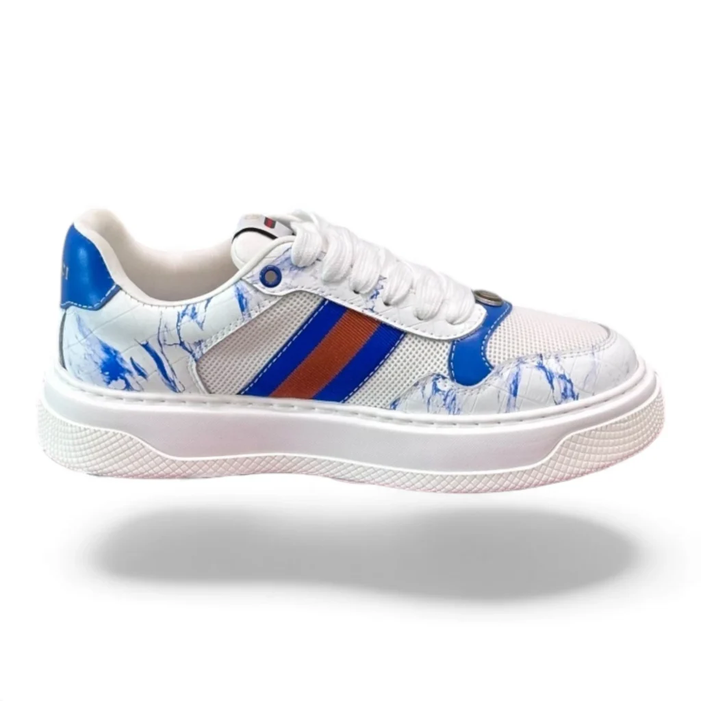 GUCCI ace low-top sneakers white and blue