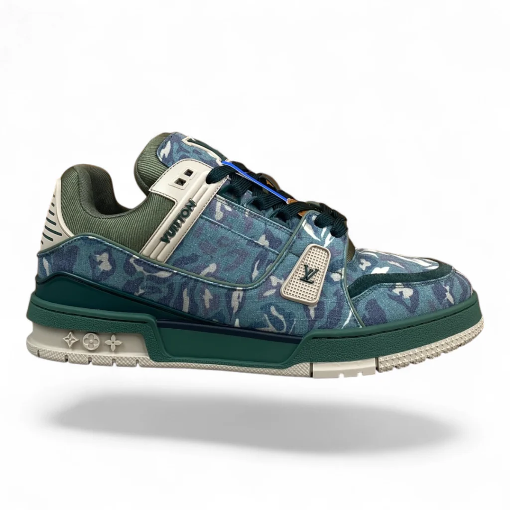 LOUIS VUITTON trainer green and blue camouflage