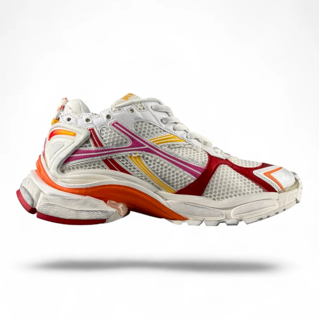 BALENCIAGA runner sneaker white, orange, pink, and red