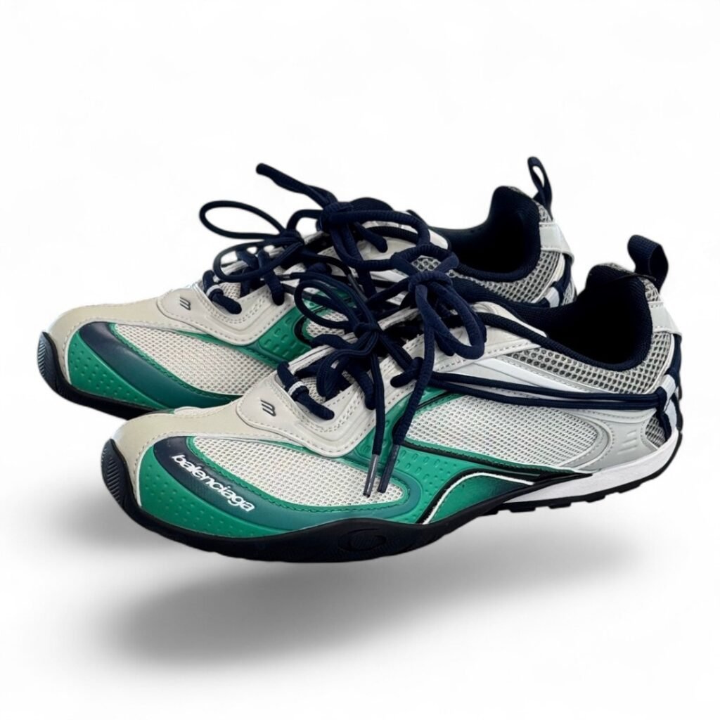 BALENCIAGA speed runner sneaker green and white