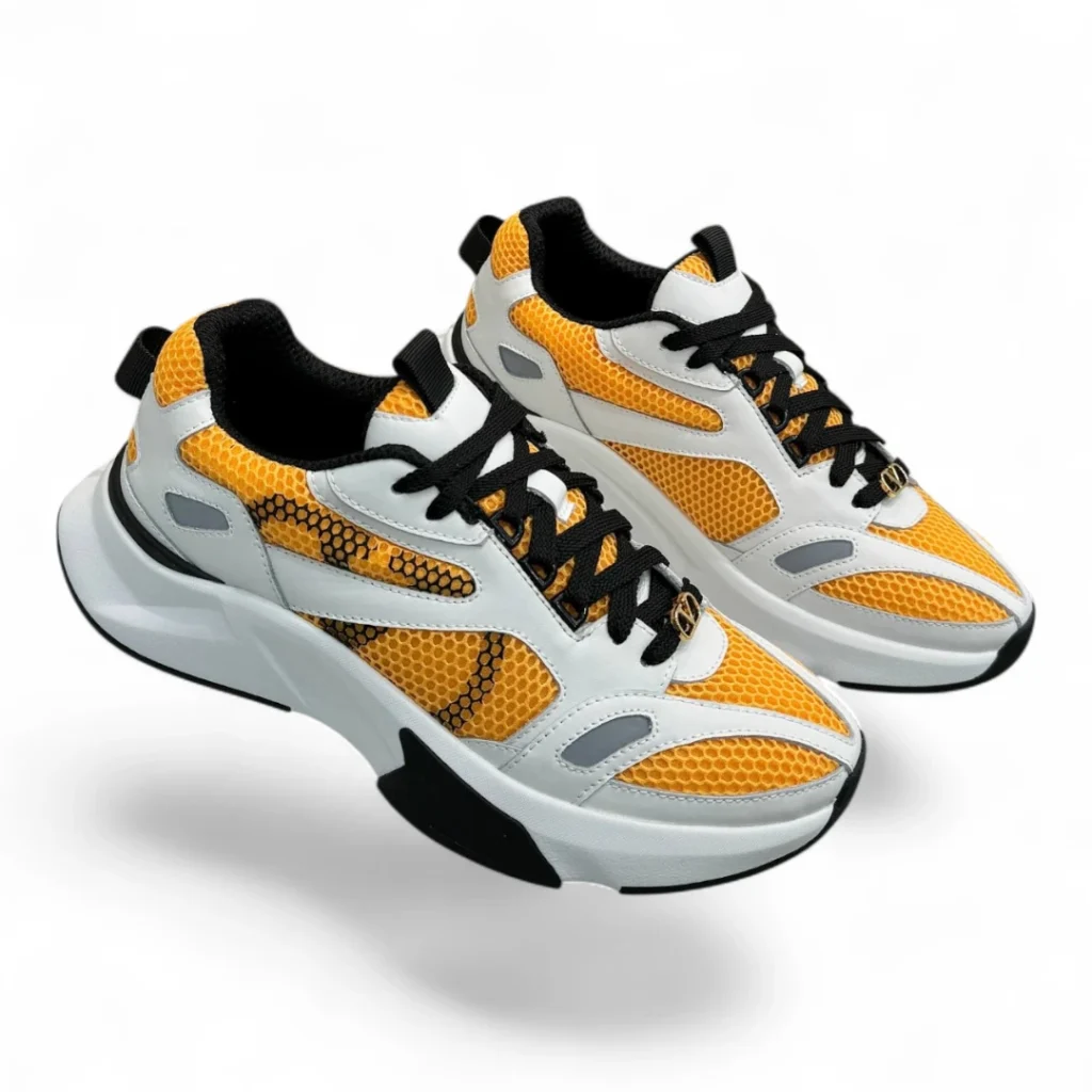 VALENTINO GARAVANI one stud xl sneaker yellow black and white