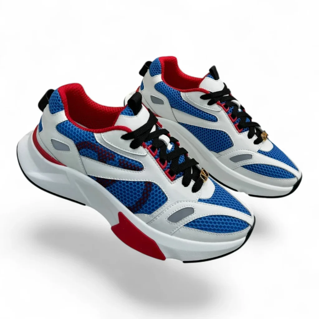 VALENTINO GARAVANI one stud xl sneaker blue red and white